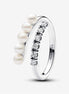 Pandora Timeless Treated Freshwater Cultured Pearls & Pavé Open Ring Size 7