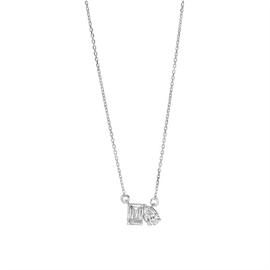 14K White Gold 1 CTW Lab Grown Diamond Toi Et Moi Pendant Necklace