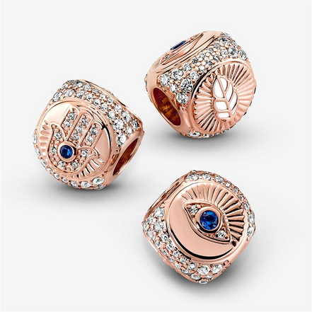 Pandora Moments Hamsa, All-seeing Eye & Feather Three-sided Charm