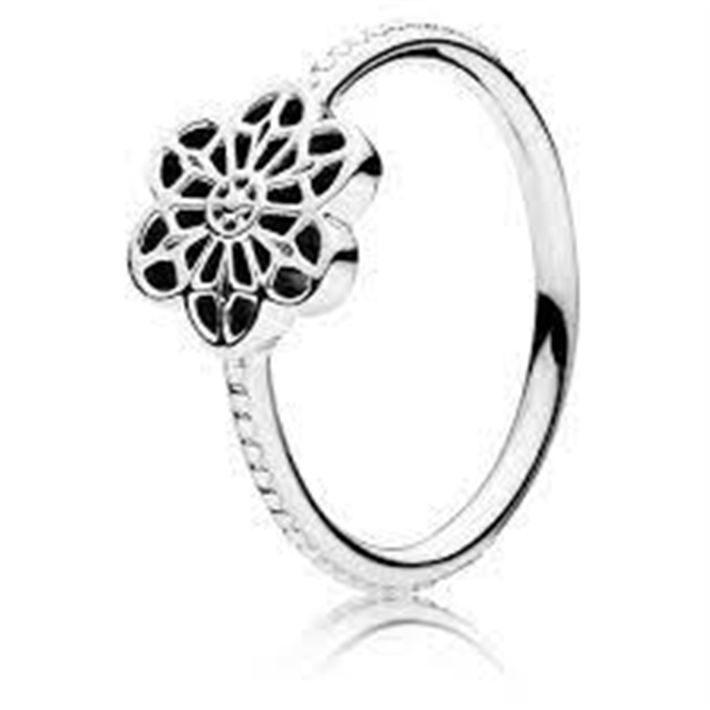 Pandora Moments Sterling Silver Floral Daisy Lace Ring Size 6