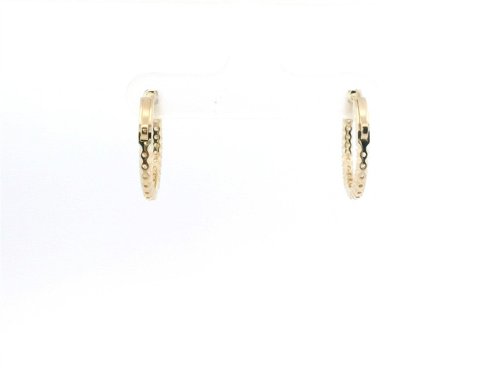 14K Yellow Gold And 0.70 CTW Diamond Inside/Out Huggie Hoop Earring