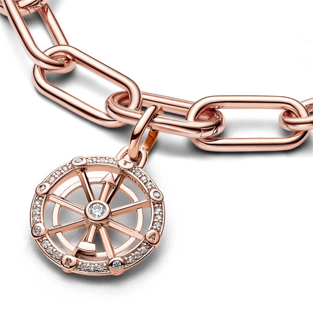 Pandora ME 14K Rose Gold Plated Spinning Wheel Medallion