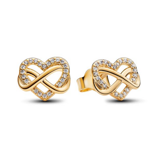 Pandora Timeless Sparkling Infinity Heart Gold-Plated Stud Earrings