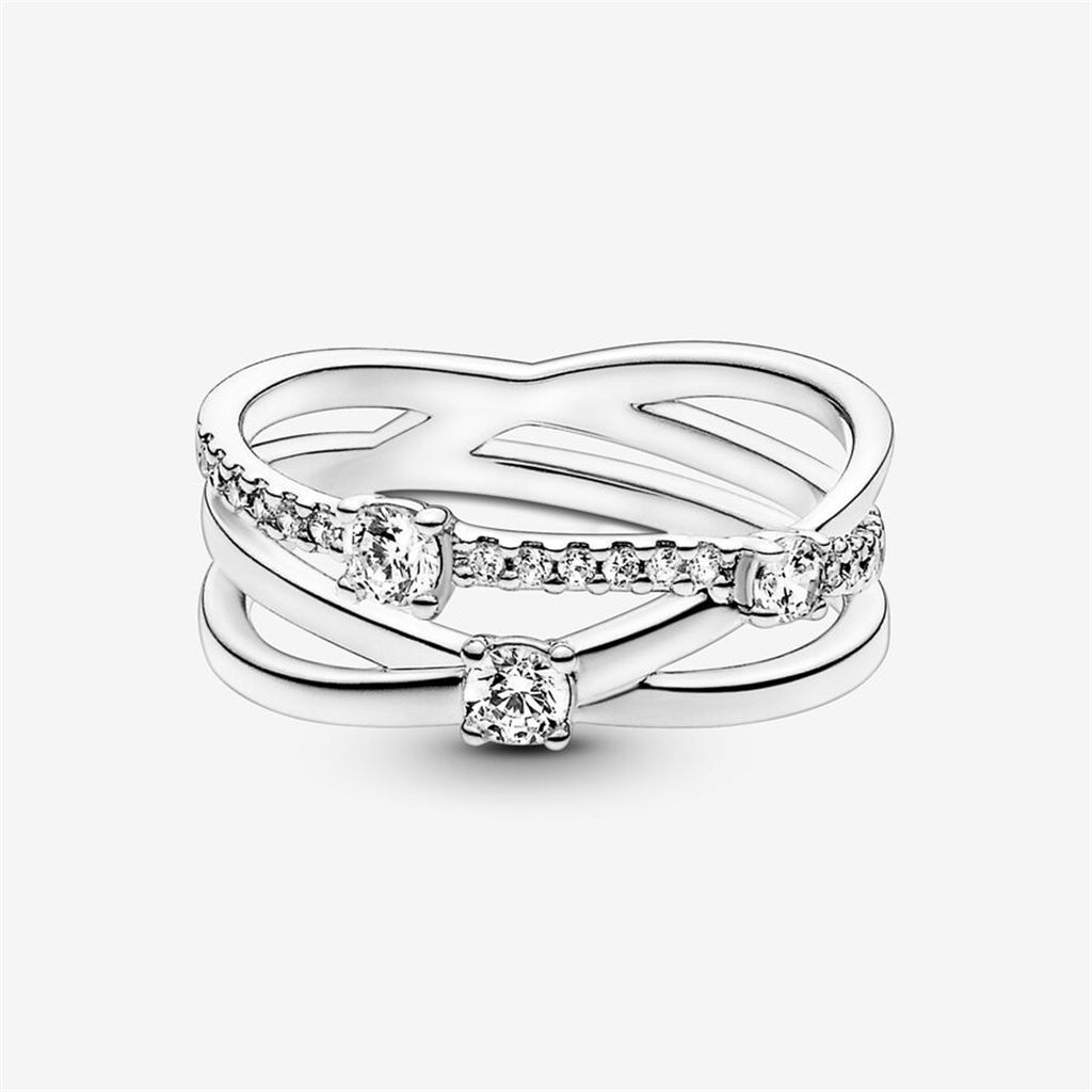 Pandora Timeless Sparkling Triple Band Ring Size 6