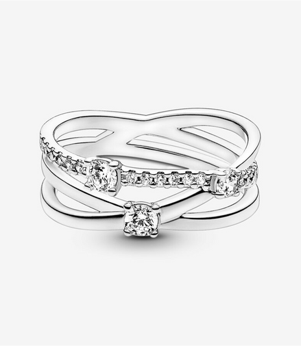 Pandora Timeless Sparkling Triple Band Ring Size 8.5