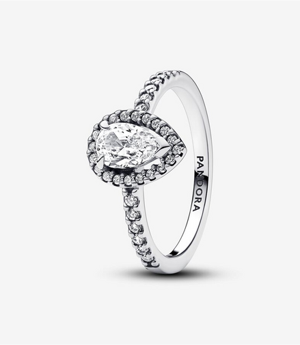 Pandora Timeless Sparkling Pear Halo Ring Size 7