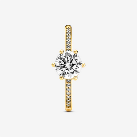 Pandora Timeless Clear Sparkling Crown Solitaire Ring Size 54
