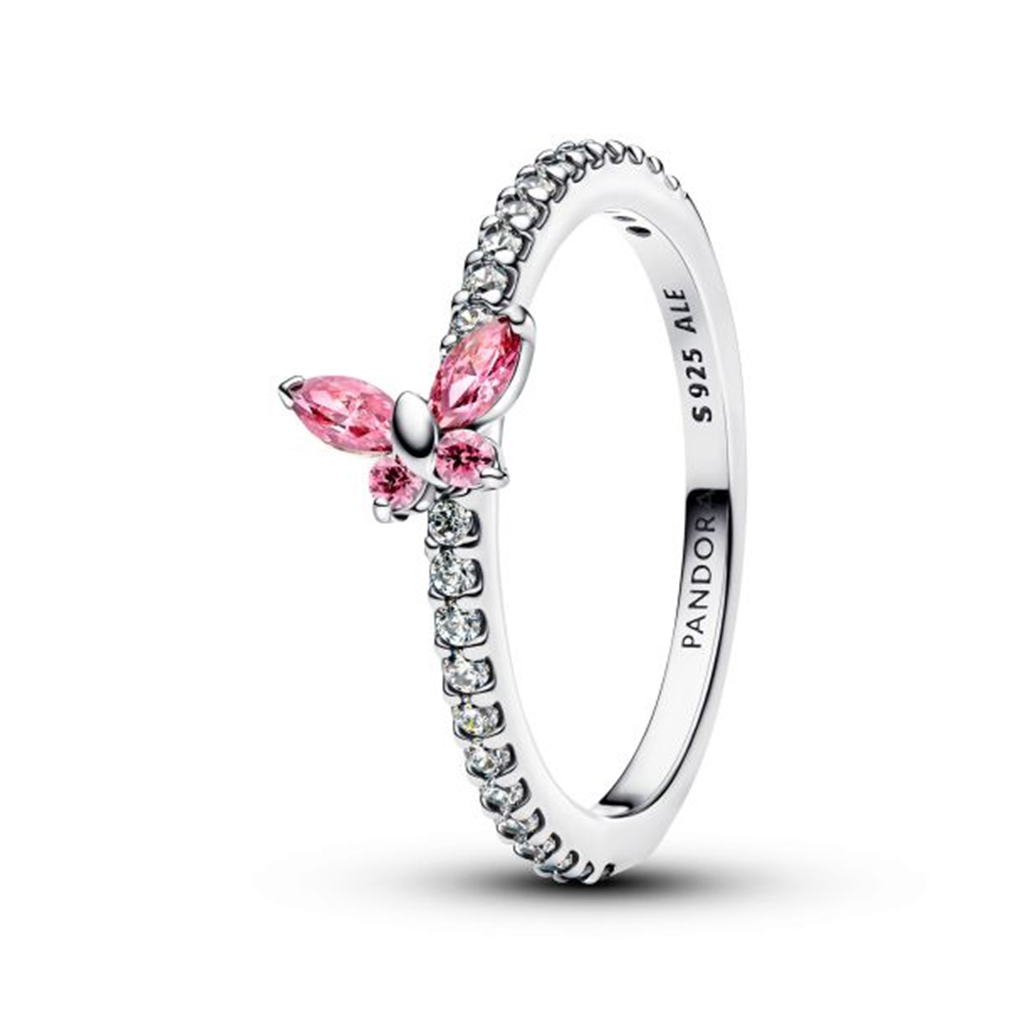Pandora Sparkling Pink Butterfly Ring Size 6