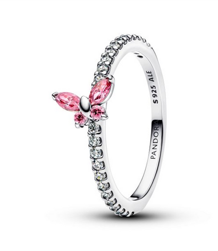 Pandora Sparkling Pink Butterfly Ring Size 7