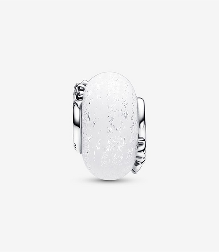 Pandora Moments Glittery White Murano Glass Mom & Love Charm