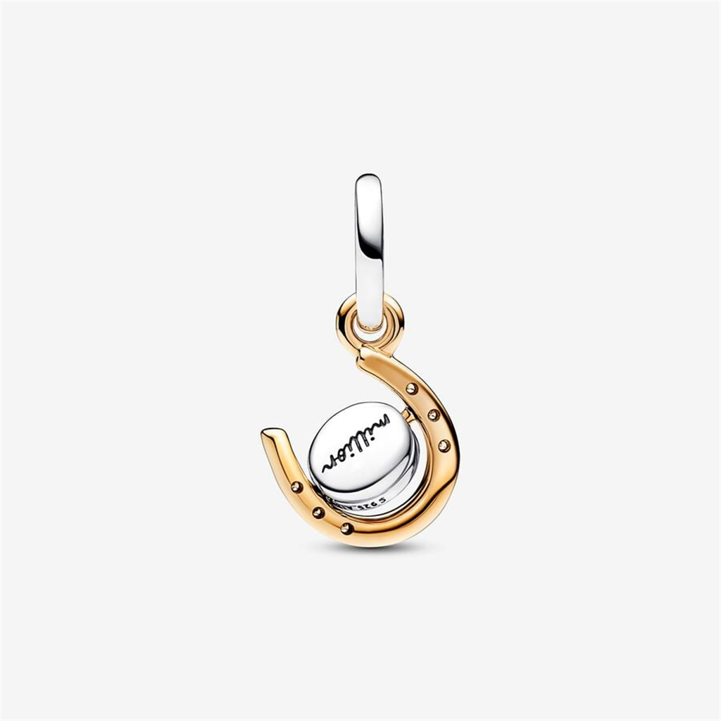 Pandora Moments Two-Tone Spinning Disc Horseshoe Dangle Charm