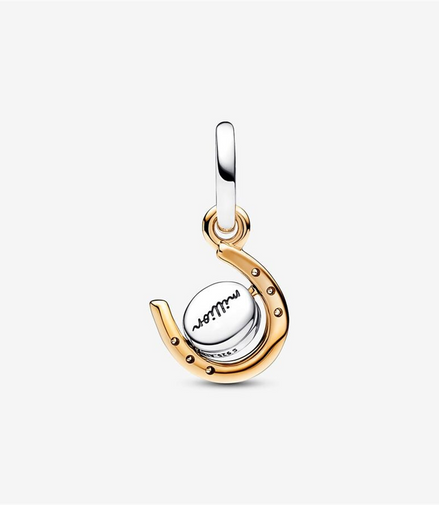 Pandora Moments Two-Tone Spinning Disc Horseshoe Dangle Charm
