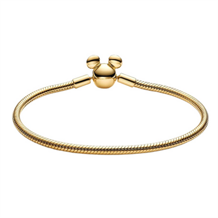 Disney Mickey Mouse Clasp Moments Snake Chain Bracelet Size 18