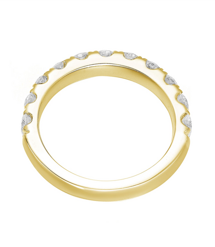 14K Yellow Gold Round Natural Diamond Band