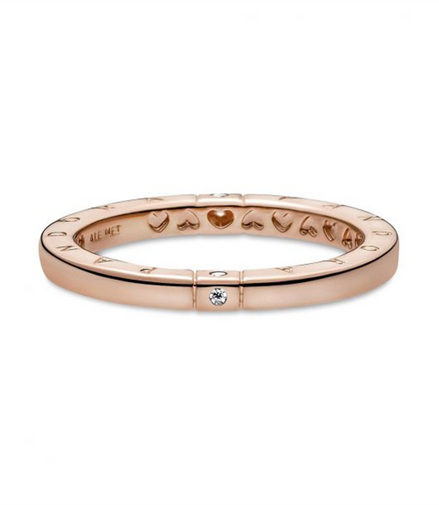 Pandora Signature Logo & Hearts Ring Size 7