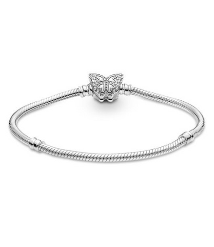 Pandora Moments Butterfly Clasp Snake Chain Bracelet Size 17