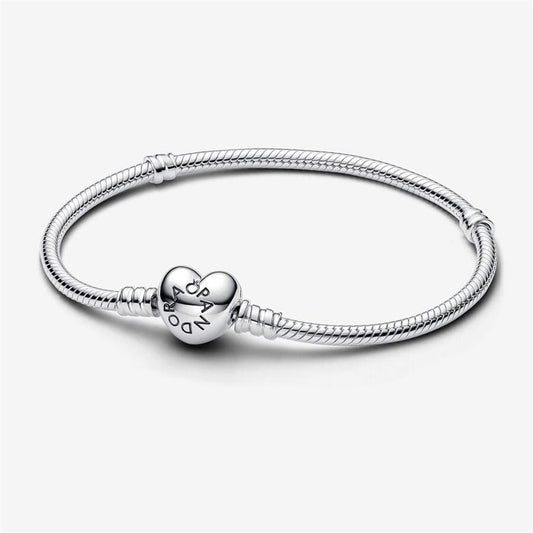 Pandora Moments Heart Clasp Snake Chain Bracelet Size 18