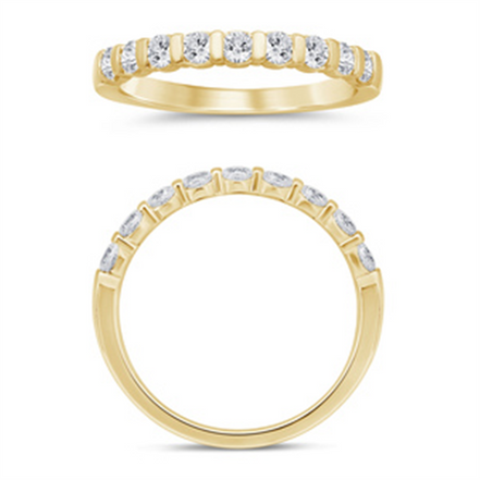 14K Yellow Gold 0.50 CTW Diamond Bar Set Half Eternity Band