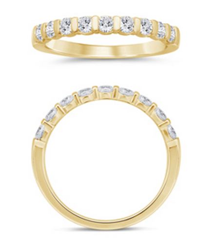 14K Yellow Gold 0.50 CTW Diamond Bar Set Half Eternity Band