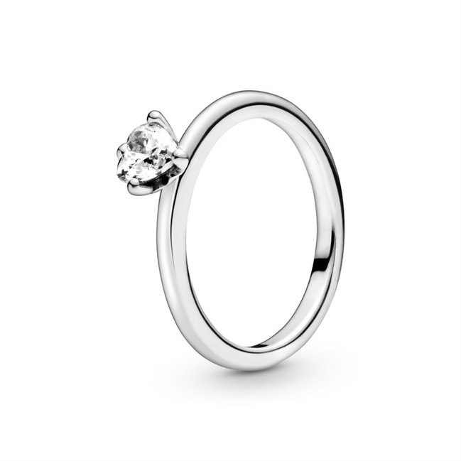 Pandora Timeless Clear Heart Solitaire Ring Size 6