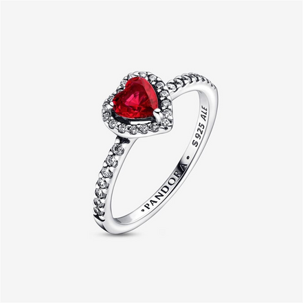 Pandora Timeless Elevated Red Heart Ring Size 7