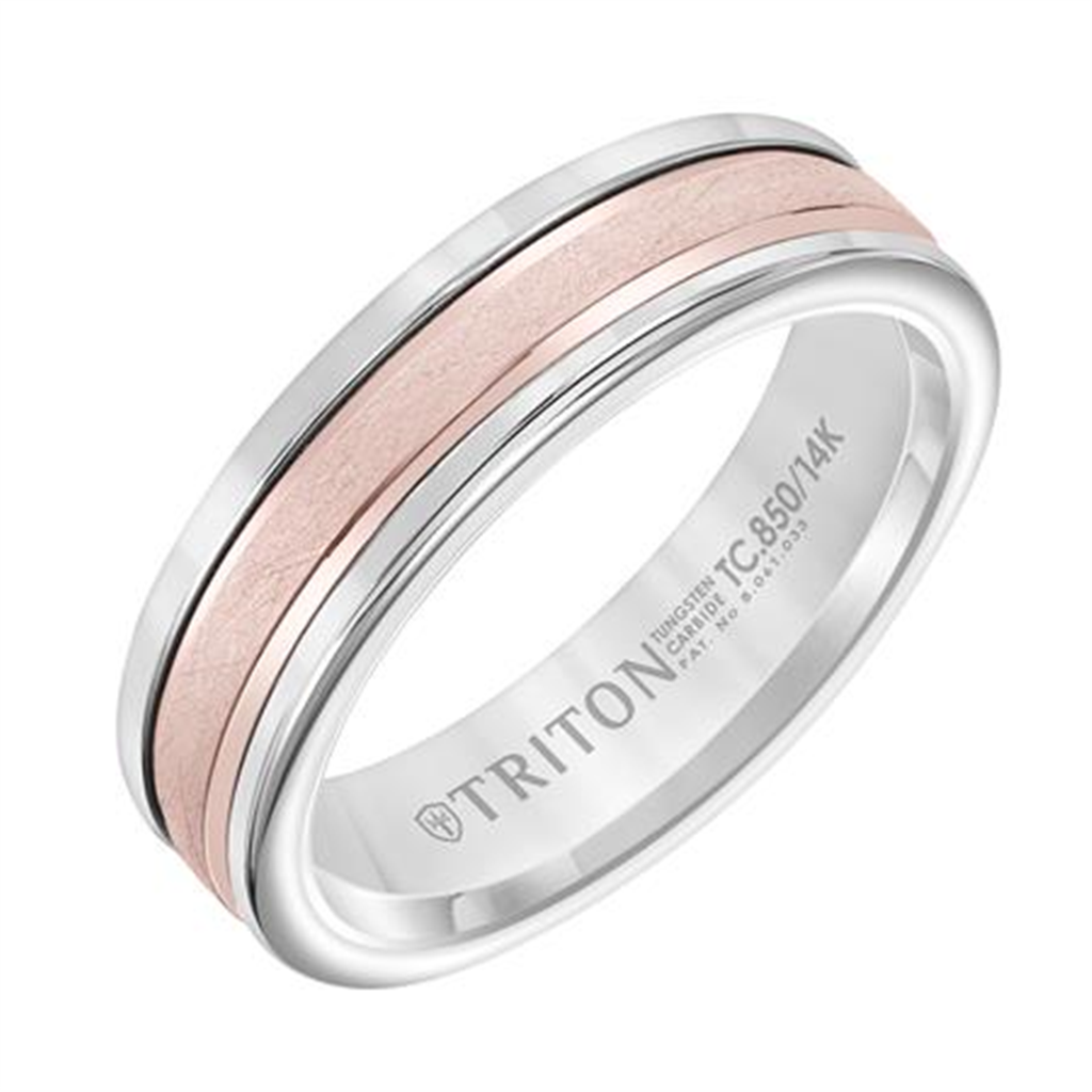 Frederick Goldman 14K Rose Gold Band With Classic Tungsten Exterior Size 10
