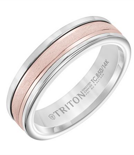 Frederick Goldman 14K Rose Gold Band With Classic Tungsten Exterior Size 10