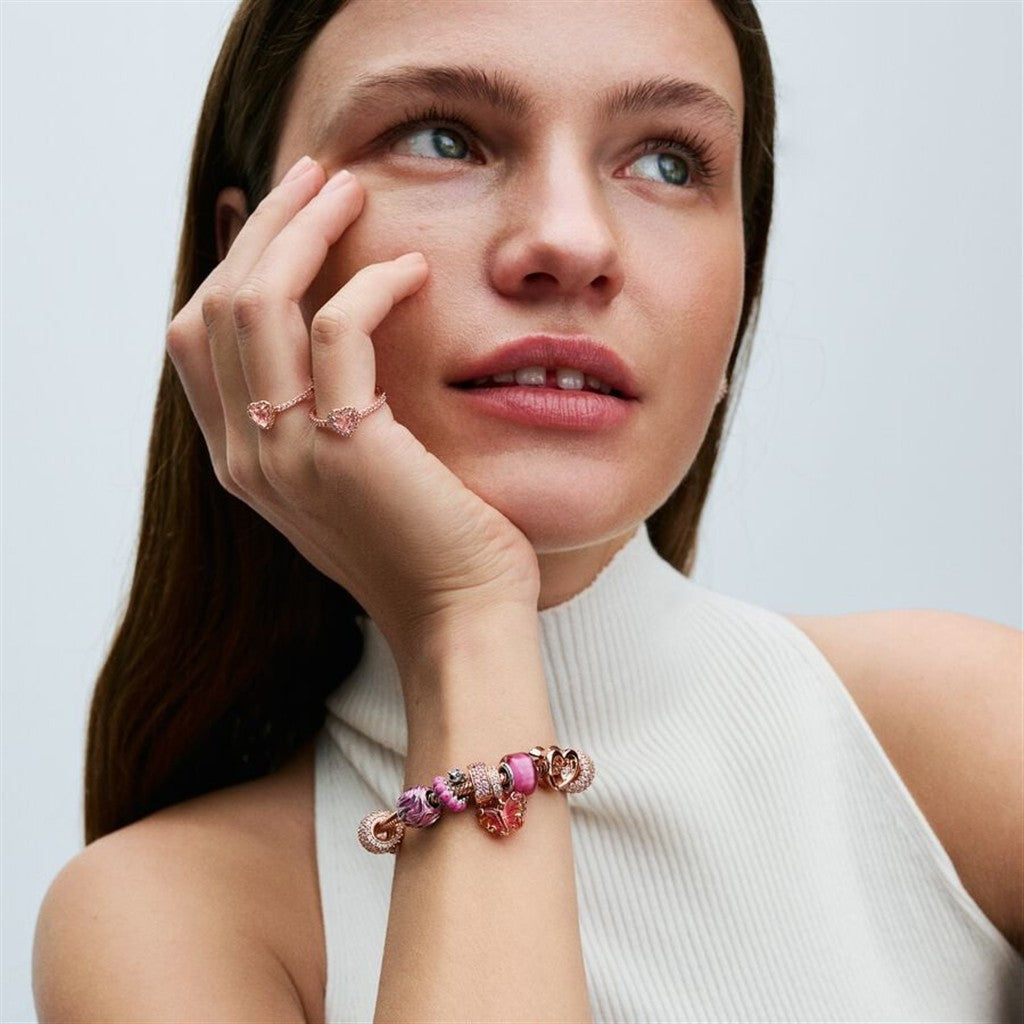 Pandora Moments Pink And Yellow Murano Glass Butterfly Dangle Charm