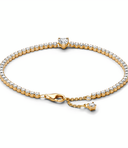 Pandora Timeless Sparkling Heart Tennis Bracelet Size 20