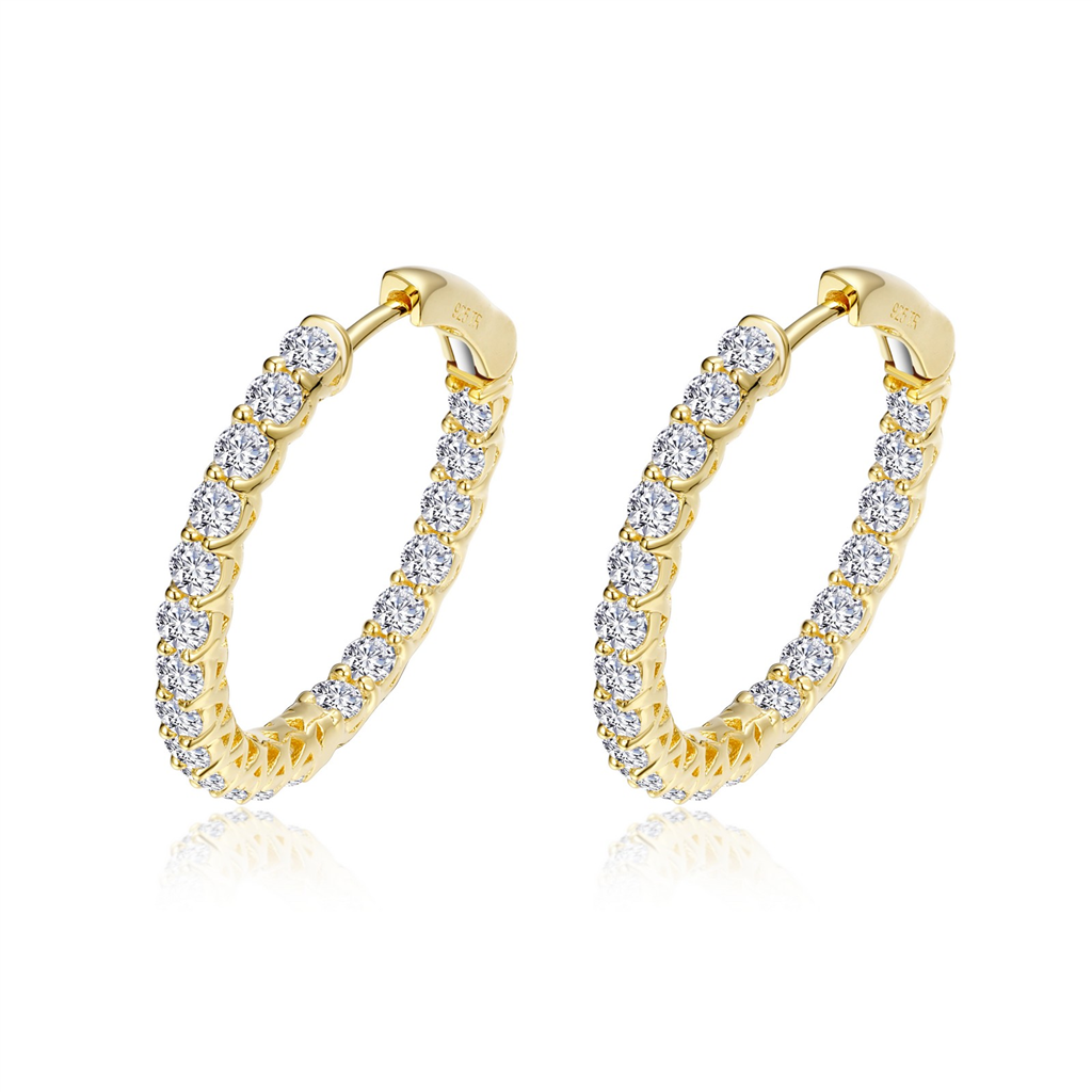 LaFonn 2.00 CTW Simulated Diamond Inside/Out Round Hoop Earrings