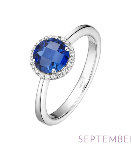 Lafonn 1.05 CTW Simulated Diamond And Lab Grown Sapphire September Birthstone Ring Size 7