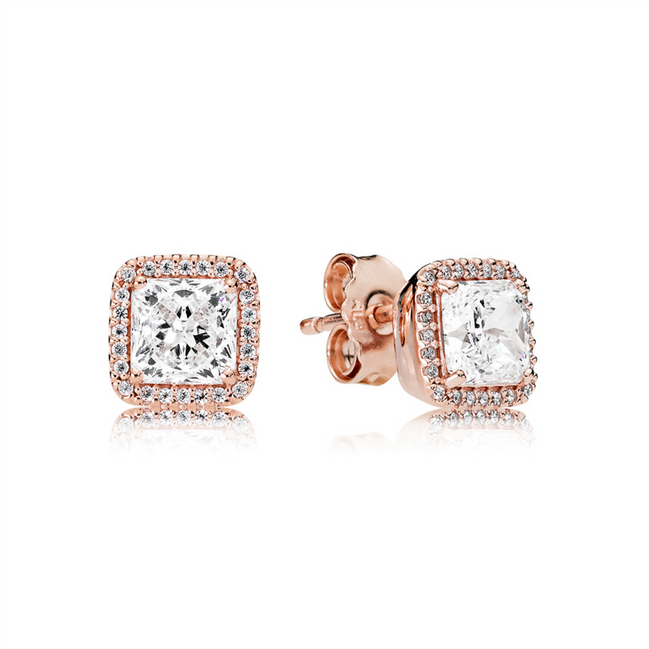 Pandora Timeless Square Sparkle Halo Stud Earrings