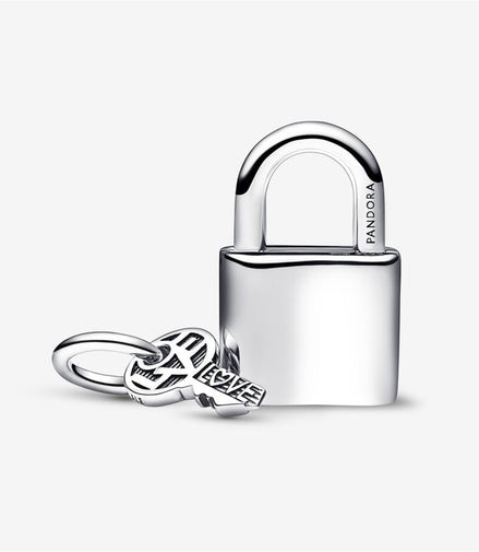 Pandora Moments Engraveable Padlock and Key Dangle Charm