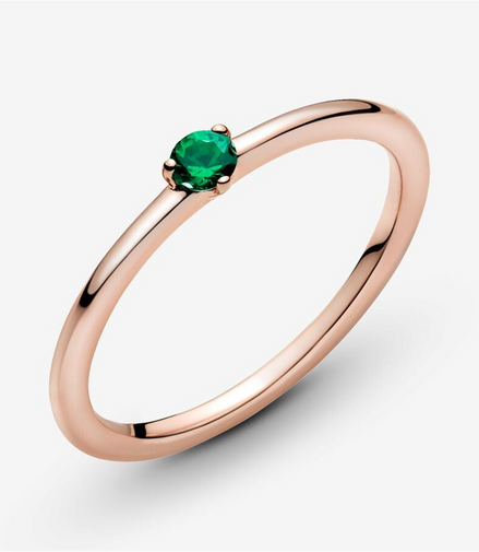 Pandora Timeless Green Solitaire Ring Size 7