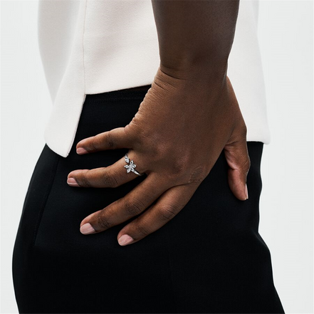 Pandora Timeless Sparkling Herbarium Cluster Open Ring Size 8.5