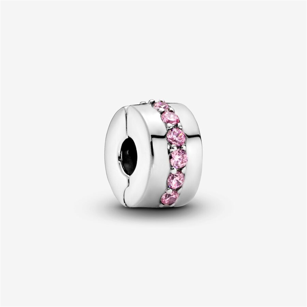 Pandora Moments Pink Sparkling Row Clip Charm
