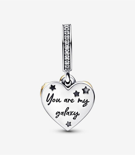 Pandora Moments "You Are My Galaxy" Shooting Star Hearts Double Dangle Charm