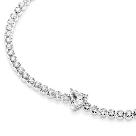 Pandora Sparkling Heart Tennis Bracelet Size 20
