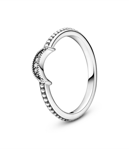 Pandora Moments Crescent Moon Beaded Ring Size 7