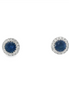 14K White Gold Diamond And Sapphire Halo Earrings