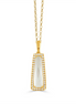 White Orchid Mother Of Pearl and Elongated Diamond Pendant Necklace