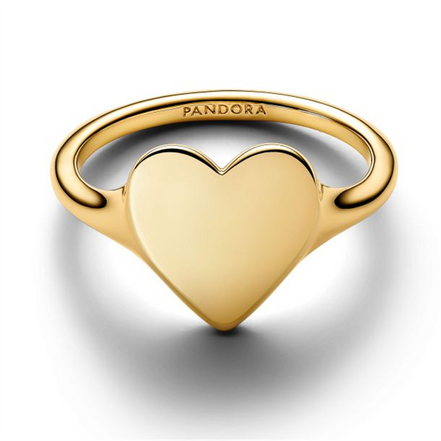Pandora Engravable Heart Gold-Plated Ring Size 52