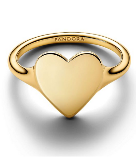 Pandora Engravable Heart Gold-Plated Ring Size 52