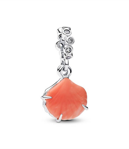 Pandora Coral Colored Shell Double Dangle Charm