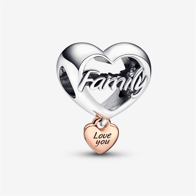 Pandora Moments "Love You Family"  Heart Charm