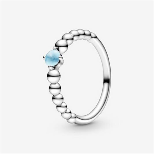 Pandora Moments December Sky Blue Beaded Ring Size 6