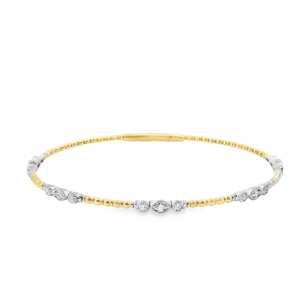 14K Two-Tone Gold And 0.21 CTW Diamond Flex Bangle Bracelet