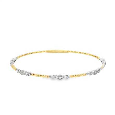 14K Two-Tone Gold And 0.21 CTW Diamond Flex Bangle Bracelet