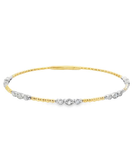 14K Two-Tone Gold And 0.21 CTW Diamond Flex Bangle Bracelet