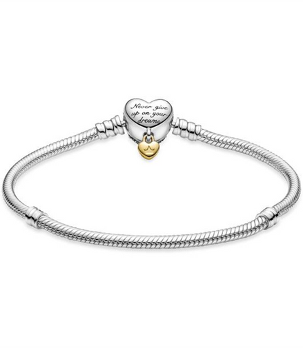Pandora Disney Moments Heart Clasp Snake Chain Bracelet Size 18